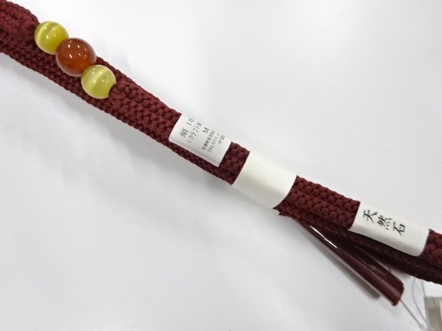  未使用品　天然石帯留め・正絹手組帯締めセット